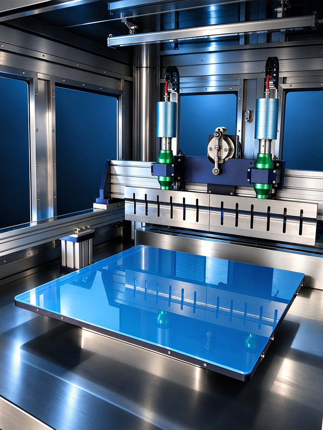 T-300 ultrasonic cutter work area and blade