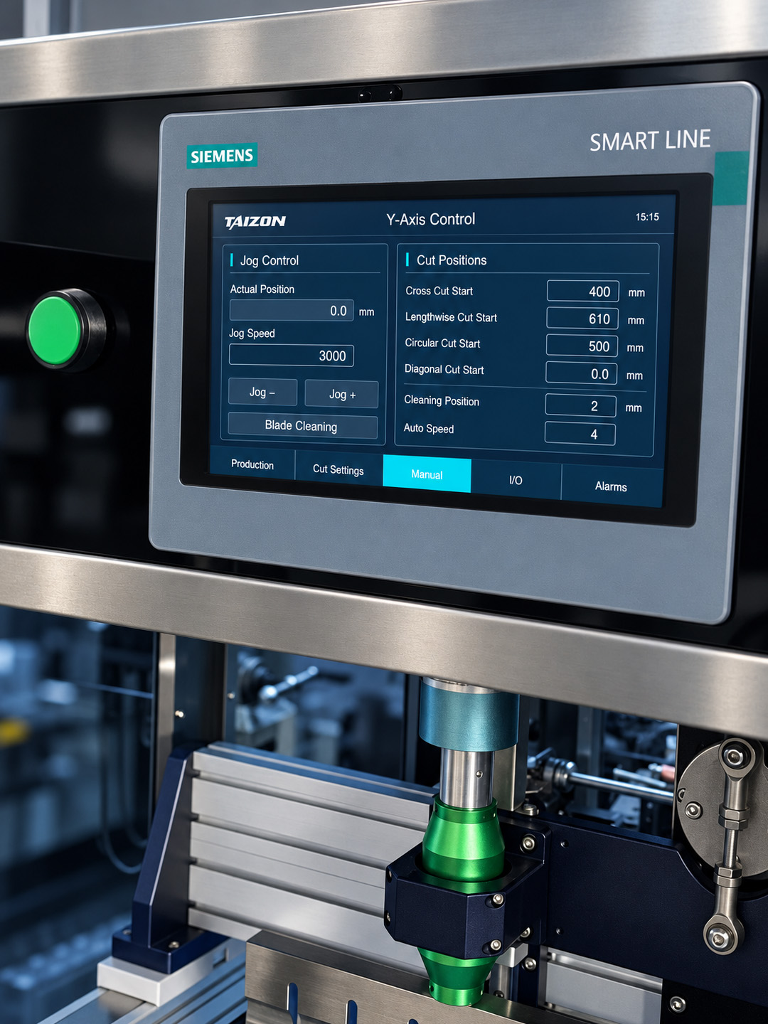 T-300 ultrasonic cutter touchscreen control interface